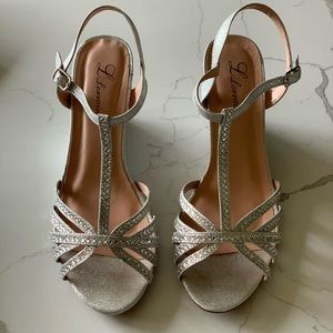 Dressy silver wedge sandal size 10